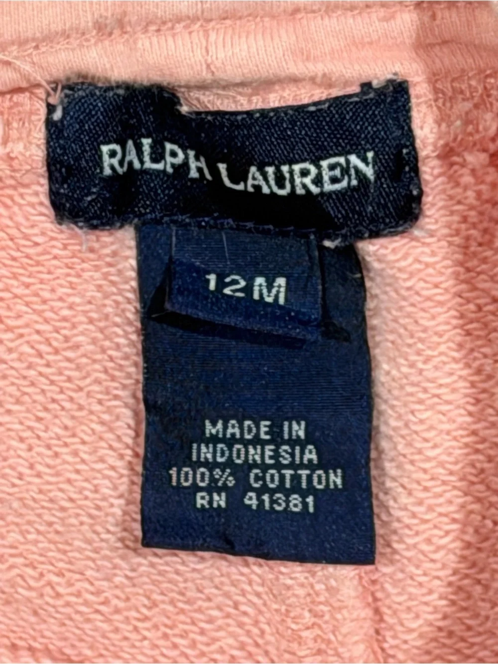 Vintage Ralph Lauren baby pink two-piece sweatsuit 12 months